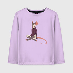 Лонгслив хлопковый детский Мышь занимается йогой, цвет: лаванда