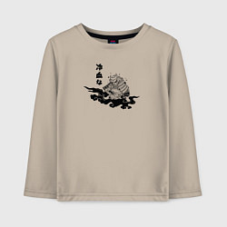 Лонгслив хлопковый детский Бесстрашный самурай, цвет: миндальный