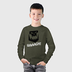 Лонгслив хлопковый детский Warhammer waaagh game, цвет: меланж-хаки — фото 2