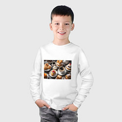 Лонгслив хлопковый детский Кофе и пирожные, цвет: белый — фото 2