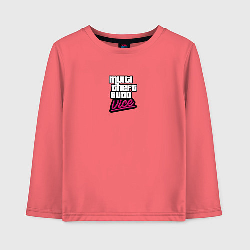 Детский лонгслив GTA vice city game logo / Коралловый – фото 1