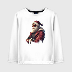 Лонгслив хлопковый детский Крутой брутальный Дед Мороз, цвет: белый
