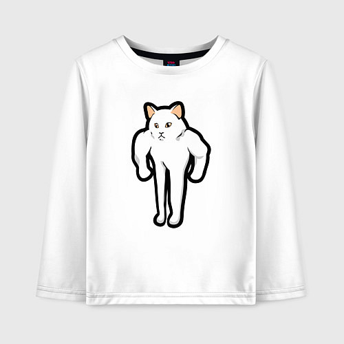 Детский лонгслив Кот качок / Белый – фото 1
