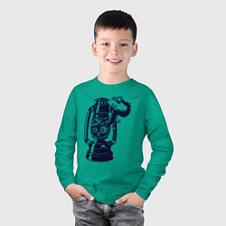 Лонгслив хлопковый детский Космическая керосиновая лампа, цвет: зеленый — фото 2