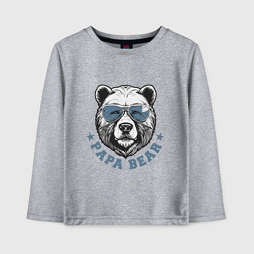 Детский лонгслив Папа медведь в очках / Меланж – фото 1