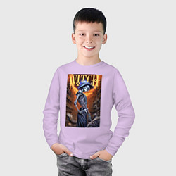 Лонгслив хлопковый детский Костлявая ведьма - хэллоуин, цвет: лаванда — фото 2