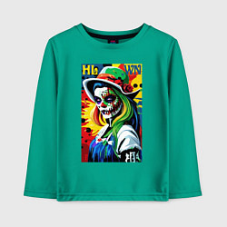 Лонгслив хлопковый детский Girl witch - pop art, цвет: зеленый
