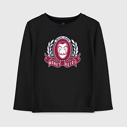 Лонгслив хлопковый детский Money heist bad ass, цвет: черный