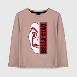 Лонгслив хлопковый детский Bella ciao - money heist, цвет: пыльно-розовый