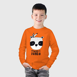 Лонгслив хлопковый детский Wild panda, цвет: оранжевый — фото 2