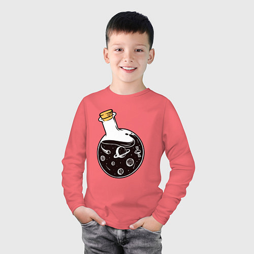 Детский лонгслив Space in a bottle / Коралловый – фото 3