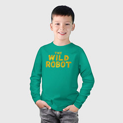 Лонгслив хлопковый детский The wild robot logo, цвет: зеленый — фото 2