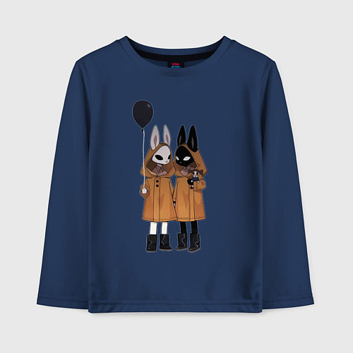 Детский лонгслив Кролики мистика / Тёмно-синий – фото 1