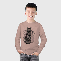 Лонгслив хлопковый детский Keep calm and love cats, цвет: пыльно-розовый — фото 2