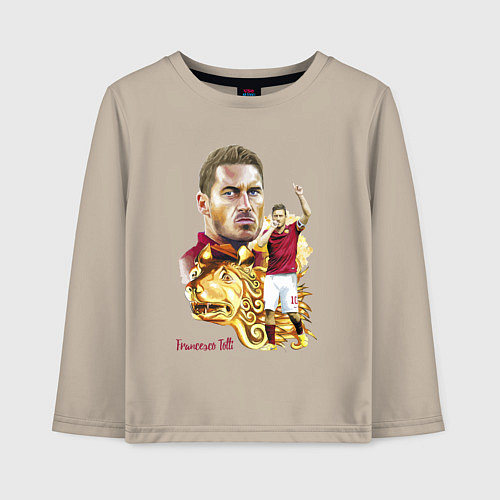 Детский лонгслив Франческо Тотти капитан Ромы - Италия / Миндальный – фото 1