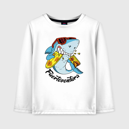Детский лонгслив Fuerteventura summer style - shark / Белый – фото 1