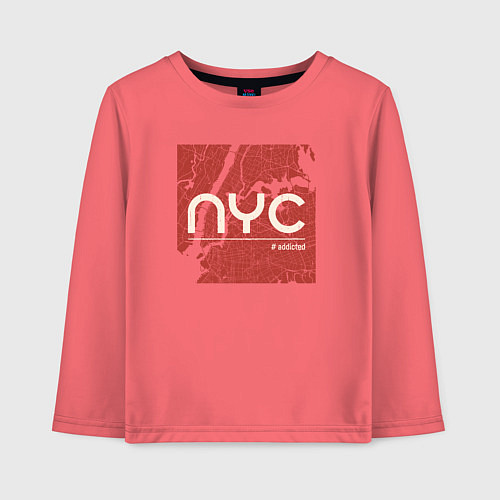 Детский лонгслив Нью-Йорк зависимость / Коралловый – фото 1
