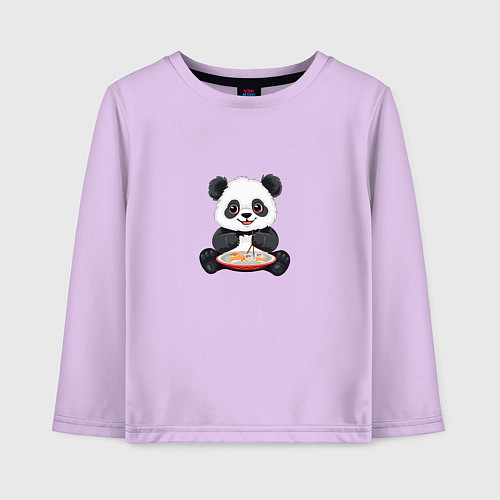 Детский лонгслив Панда ест суши / Лаванда – фото 1