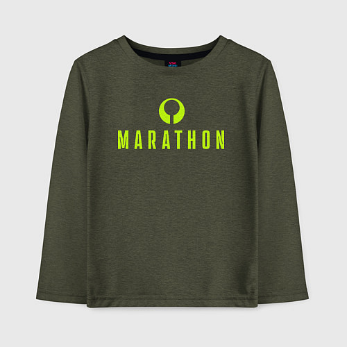 Детский лонгслив Marathon logo / Меланж-хаки – фото 1