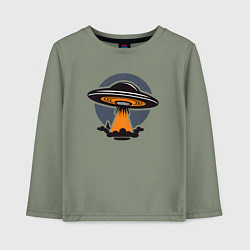 Лонгслив хлопковый детский Летающая тарелка, цвет: авокадо