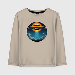 Лонгслив хлопковый детский Космическая тарелка, цвет: миндальный