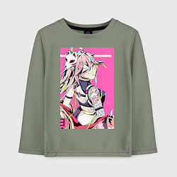 Лонгслив хлопковый детский Геншин Яэ Мико Гудзи Яэ, цвет: авокадо