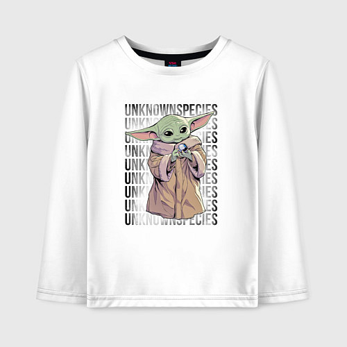 Детский лонгслив Мандалорец - Беби Йода / Белый – фото 1