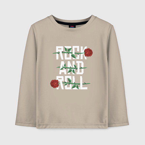 Детский лонгслив Рок н рол с розами / Миндальный – фото 1