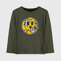 Лонгслив хлопковый детский Smile skull, цвет: меланж-хаки