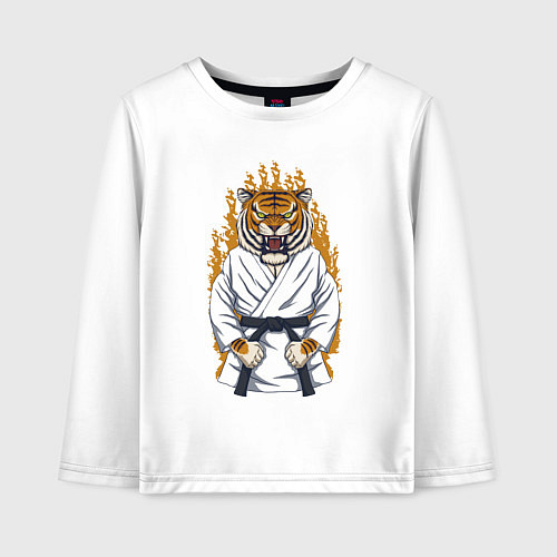 Детский лонгслив Карате тигр / Белый – фото 1