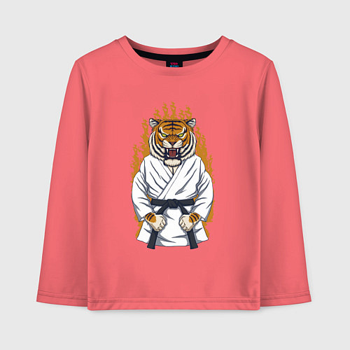 Детский лонгслив Карате тигр / Коралловый – фото 1