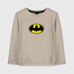 Лонгслив хлопковый детский Бэтмен логотип, цвет: миндальный