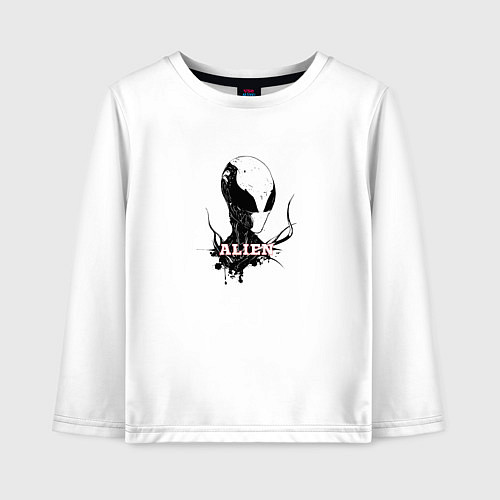 Детский лонгслив Логотип с пришельцем / Белый – фото 1