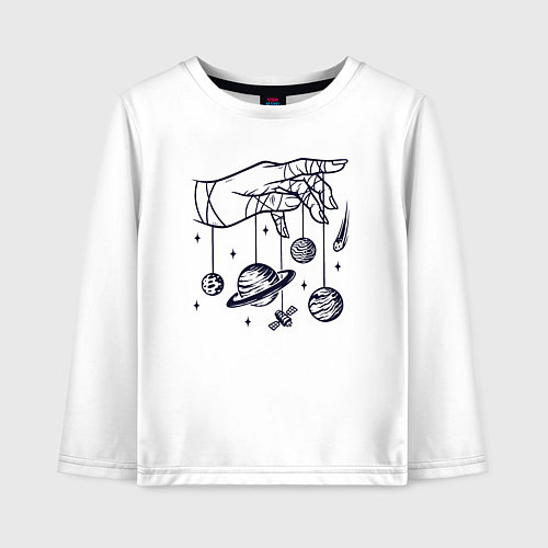 Детский лонгслив Космический кукловод / Белый – фото 1