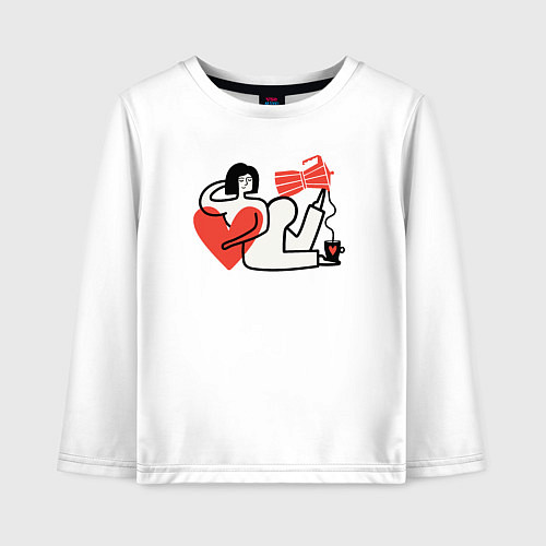 Детский лонгслив Сердце кофемана / Белый – фото 1
