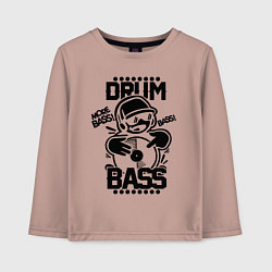 Лонгслив хлопковый детский Drum n Bass: More Bass цвета пыльно-розовый — фото 1
