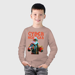 Лонгслив хлопковый детский Santa with gift - cyberpunk, цвет: пыльно-розовый — фото 2