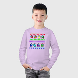 Лонгслив хлопковый детский Among Us - ornament ugly new year, цвет: лаванда — фото 2