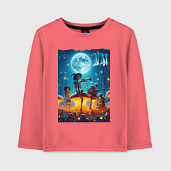 Лонгслив хлопковый детский Musical quartet Neon mushrooms, цвет: коралловый