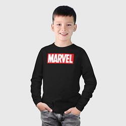Лонгслив хлопковый детский Marvel logo, цвет: черный — фото 2