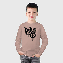 Лонгслив хлопковый детский Graffiti peace, цвет: пыльно-розовый — фото 2