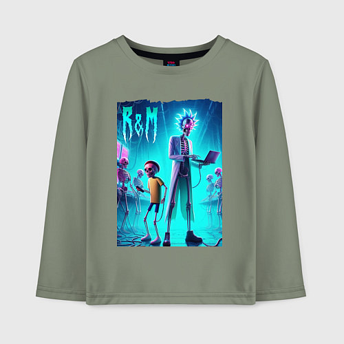 Детский лонгслив Rick and Morty - neon glow / Авокадо – фото 1