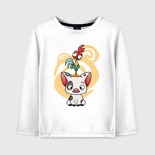 Детский лонгслив Пуа и Хей-Хей Моана / Белый – фото 1