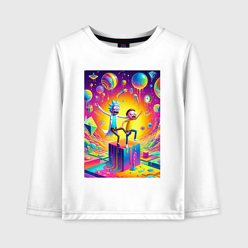 Детский лонгслив Rick and Morty - surrealistic fantasy / Белый – фото 1