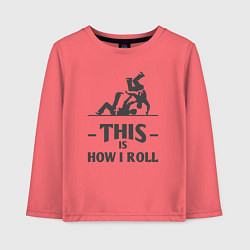 Лонгслив хлопковый детский Judo how i roll, цвет: коралловый
