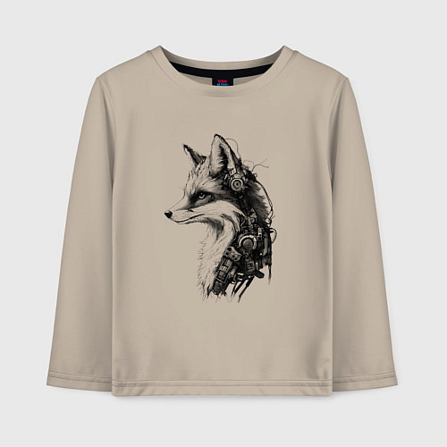 Детский лонгслив Лис-андроид / Миндальный – фото 1