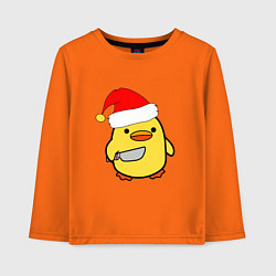 Лонгслив хлопковый детский Новогодняя утка с ножом, цвет: оранжевый