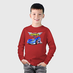 Лонгслив хлопковый детский Cool hedgehog - Sonic racing team, цвет: красный — фото 2