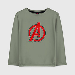 Лонгслив хлопковый детский Мстители логотип, цвет: авокадо