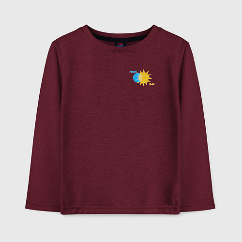 Детский лонгслив Луна и солнце / Меланж-бордовый – фото 1